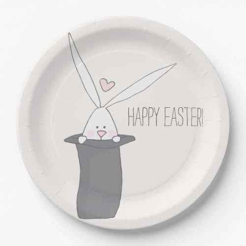 Happy Easter Cute Bunny in a Top Hat Paper Plates