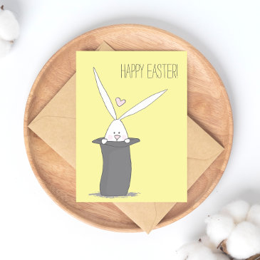 Happy Easter! Cute Bunny in a Top Hat - Yellow