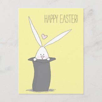 Happy Easter! Cute Bunny in a Top Hat - Yellow