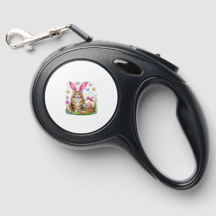 Happy Easter Cute Bunny Maine Coon Cat Easter Eggs Retractable Pet Leash