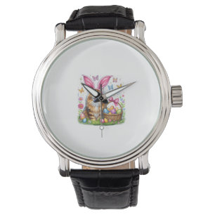 Happy Easter Cute Bunny Maine Coon Cat Easter Eggs Watch