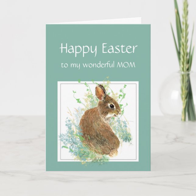 Happy Easter Cute Bunny Mom Mother Holiday Card (Front)