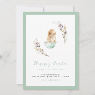 Happy Easter Cute Bunny New Home Announcement