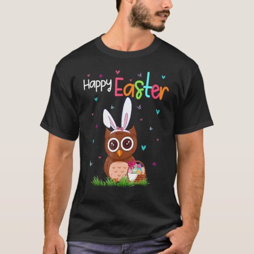 Happy Easter Cute Bunny Owl Cute Easter Owl  1 T_Shirt