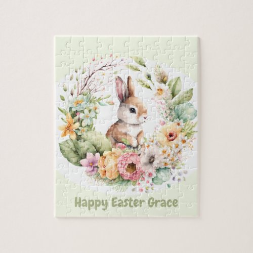 Happy Easter Cute Bunny personalized Jigsaw Puzzle