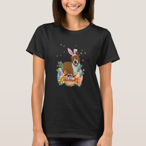 Happy Easter Cute Bunny Pitbull Wearing Bunny Ears T_Shirt