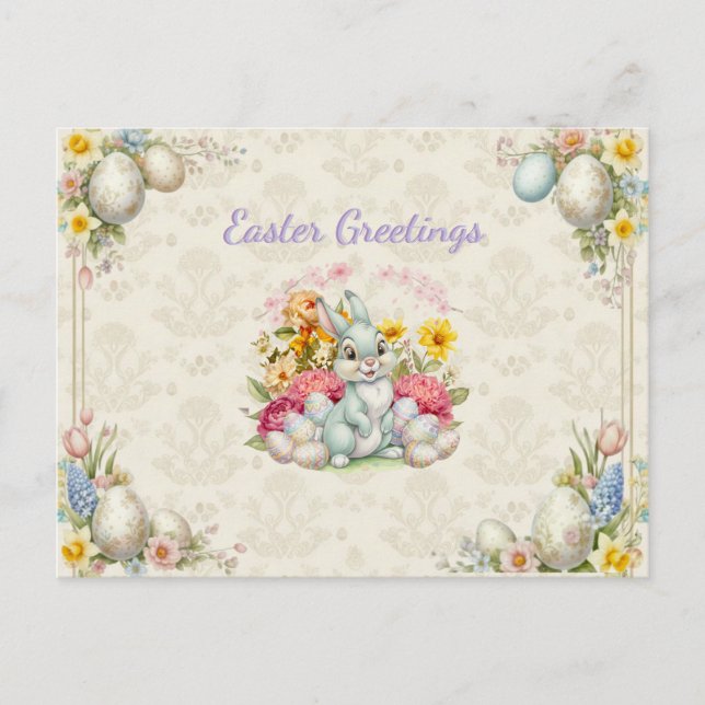 Happy Easter Cute Bunny Postcard (Front)