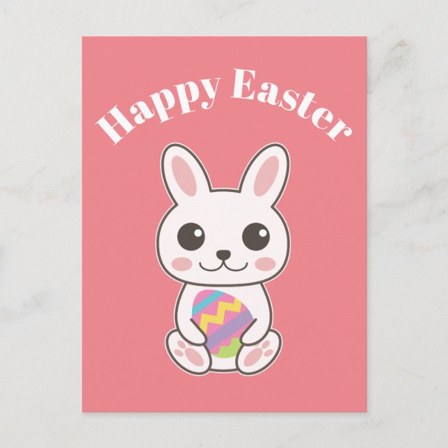 Happy Easter Cute Bunny Postcard (Front)