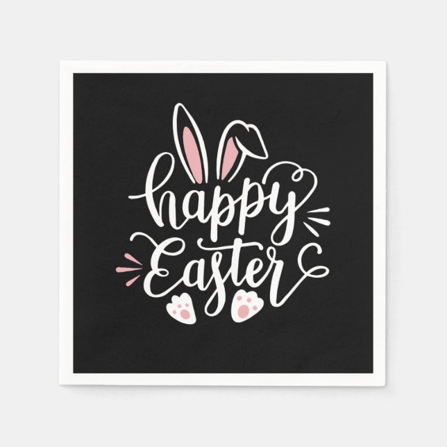 Happy Easter Cute Bunny Rabbit Easter Day Napkins (Front)