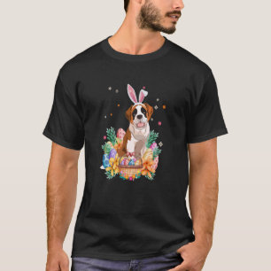 Happy Easter Cute Bunny Saint Bernard Wearing Bunn T-Shirt
