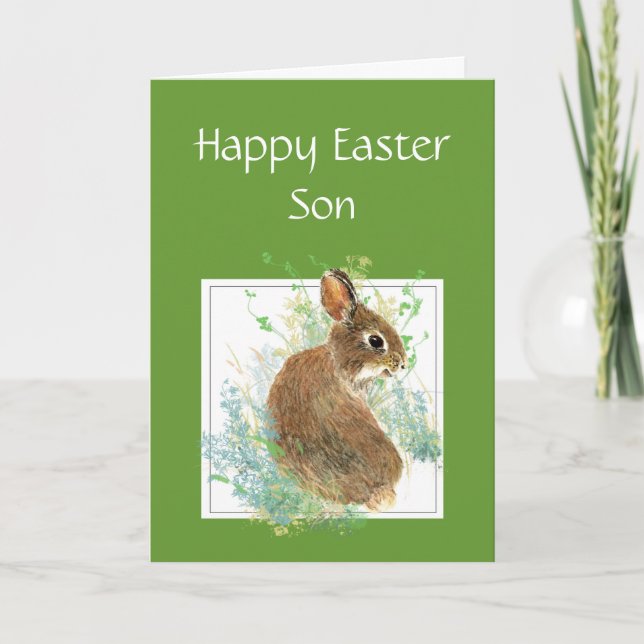 Happy Easter Cute Bunny Special Son Holiday Card (Front)