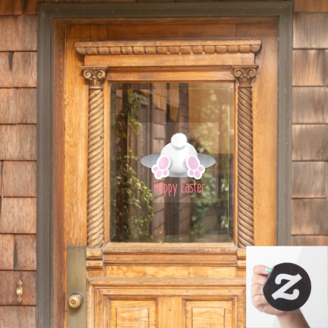 Happy Easter Cute Bunny Tail Window Cling (Home Door)