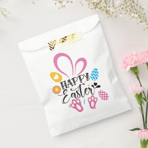 Happy Easter Cute Bunny With Easter Eggs Favor Bag