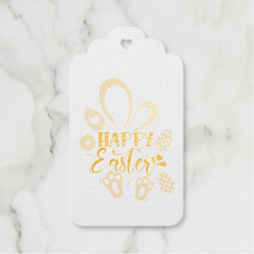 Happy Easter Cute Bunny With Easter Eggs Foil Gift Tags