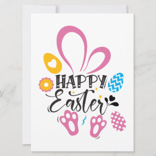 Happy Easter Cute Bunny With Easter Eggs Invitation