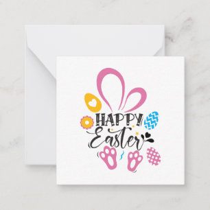 Happy Easter Cute Bunny With Easter Eggs Note Card