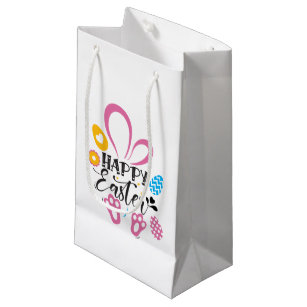 Happy Easter Cute Bunny With Easter Eggs Small Gift Bag