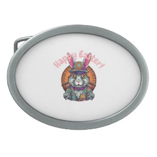 Happy Easter Cute Cartoon Easter Bunny Dutch Rabbi Belt Buckle