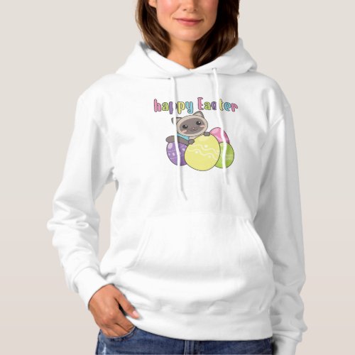 Happy Easter Cute Cat At Easter With Easter Eggs H Hoodie