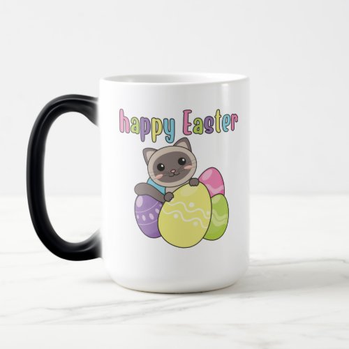 Happy Easter Cute Cat At Easter With Easter Eggs M Magic Mug