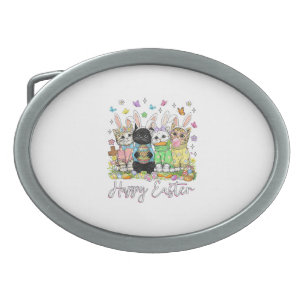 Happy Easter Cute Cat Lover Bunny Easter Day Women Belt Buckle