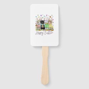 Happy Easter Cute Cat Lover Bunny Easter Day Women Hand Fan