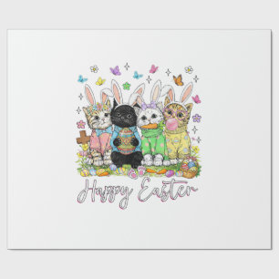 Happy Easter Cute Cat Lover Bunny Easter Day Women Wrapping Paper