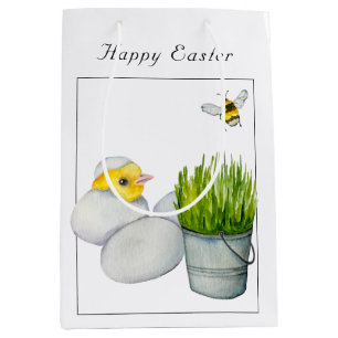 Happy Easter, cute chick and bumblebee Medium Gift Bag