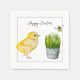 Happy Easter, cute chick and bumblebee Napkins