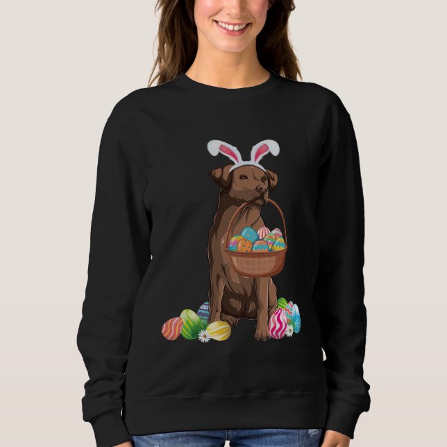 Happy Easter Cute Chocolate Labrador Bunny Dog  Ea Sweatshirt (Front)