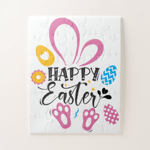 Happy Easter Cute Colorful Easter Party Game Jigsaw Puzzle