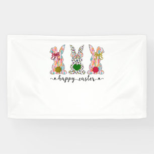 Happy Easter Cute Coquette Easter Bunny Rabbit Wom Banner