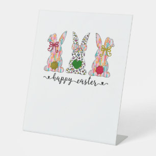Happy Easter Cute Coquette Easter Bunny Rabbit Wom Pedestal Sign