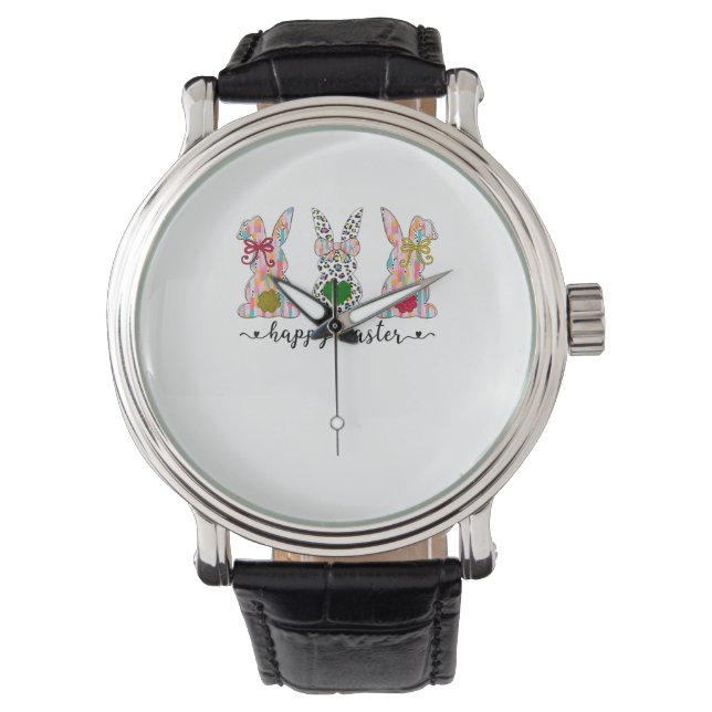 Happy Easter Cute Coquette Easter Bunny Rabbit Wom Watch (Front)