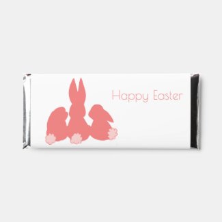 Happy Easter | Cute Coral Pink Bunnies