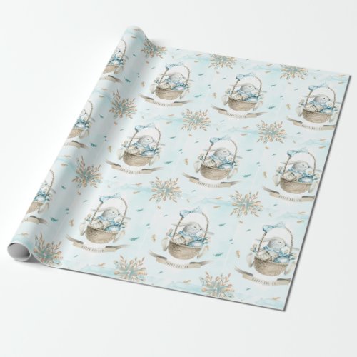 Happy Easter Cute Easter Bunny Basket Wrapping Paper