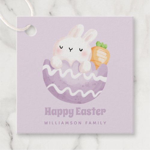 Happy Easter Cute Easter Bunny in an Easter Egg  Favor Tags