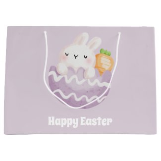 Happy Easter! Cute Easter Bunny in an Easter Egg 