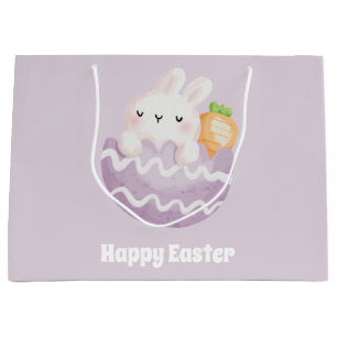 Happy Easter! Cute Easter Bunny in an Easter Egg Large Gift Bag