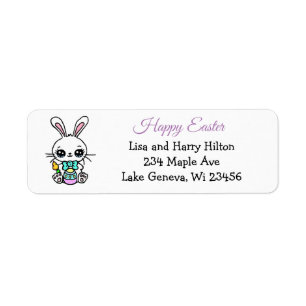 Happy Easter   Cute Easter Bunny Label