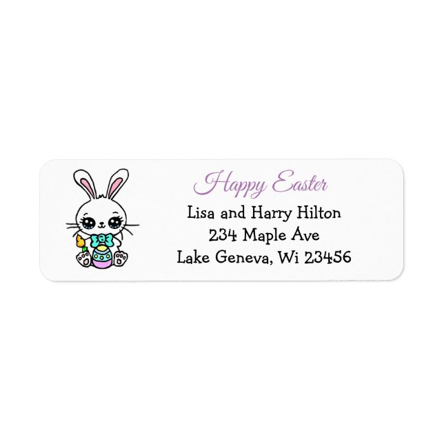 Happy Easter | Cute Easter Bunny Label (Front)