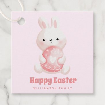 Happy Easter! Cute Easter Bunny with Easter Egg 