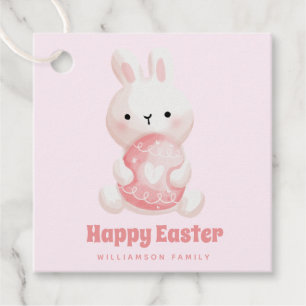 Happy Easter! Cute Easter Bunny with Easter Egg Favor Tags
