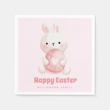 Happy Easter! Cute Easter Bunny with Easter Egg