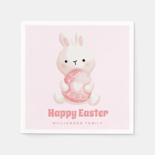 Happy Easter Cute Easter Bunny with Easter Egg Napkins
