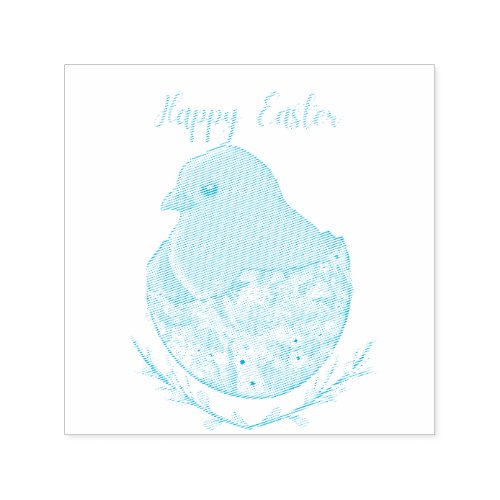 Happy Easter Cute Easter Chick Floral Egg Self_inking Stamp