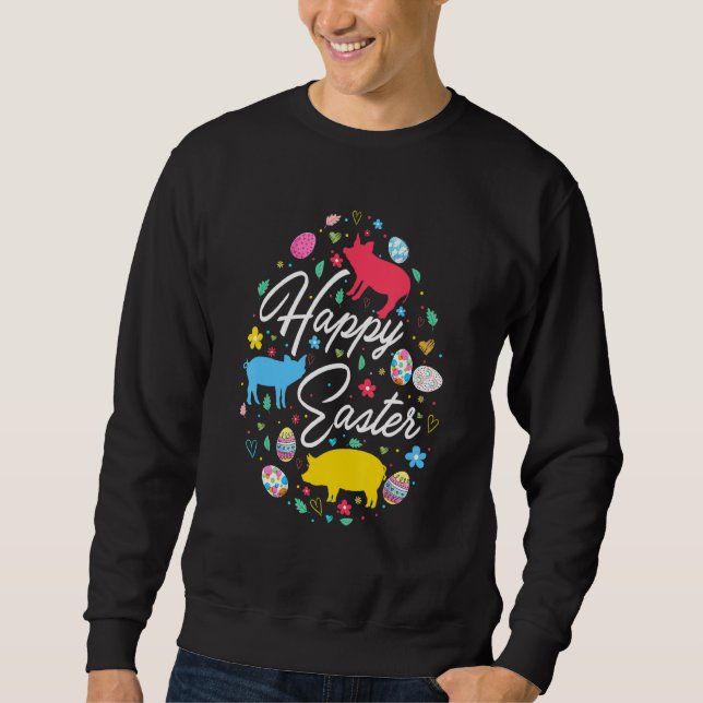 Happy Easter Cute Easter Eggs Shape Collection  Pi Sweatshirt (Front)