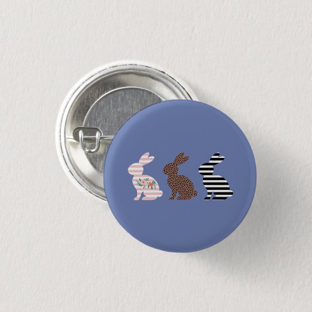 Happy Easter Cute Easter Leopard Bunny Rabbit  Button (Front & Back)