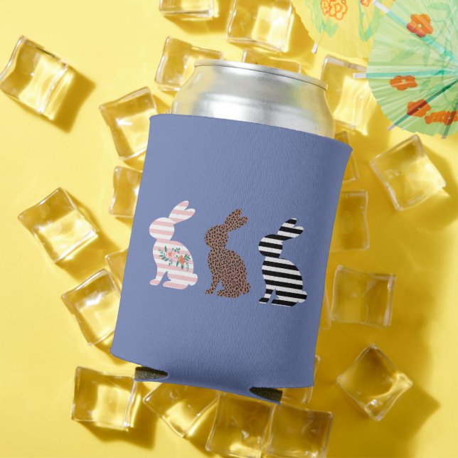 Happy Easter Cute Easter Leopard Bunny Rabbit  Can Cooler (In Situ Summer)