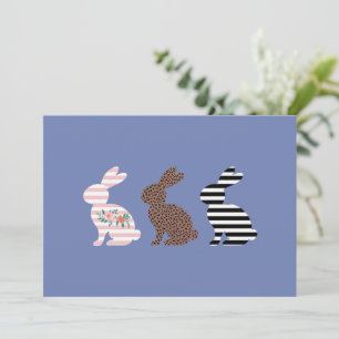 Happy Easter Cute Easter Leopard Bunny Rabbit  Invitation